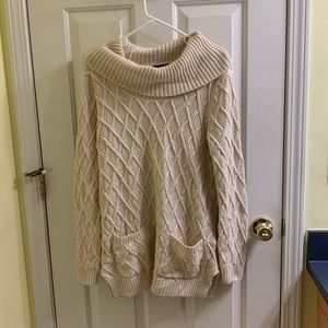 Long swoop neck sweater with pockets